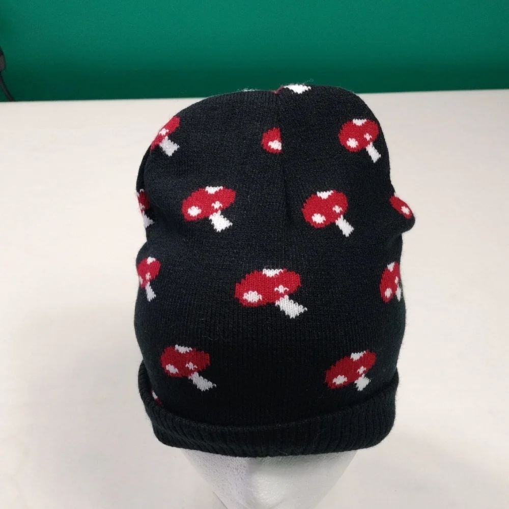 Charlotte Russe Youth Mushroom Beanie - Black and Red